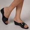 Big Bird Footwear Casual Heeled Wedges Sandals for Women & Girls (Black)