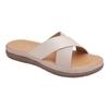 Big Bird Footwear California Style Trendy Flat Casual Slip-Ons Sandals for Women & Girls (Cream) Non-Returnable