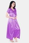 Be You Women Light Purple Solid Satin Nighty With Robe