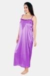Be You Women Light Purple Solid Satin Nighty With Robe