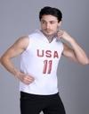 URBAN WARMS Men's Workout Hooded Vest| Sleeveless Bodybuilding Gym Vest | Lightweight Fitness for Men-White