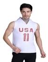 URBAN WARMS Men's Workout Hooded Vest| Sleeveless Bodybuilding Gym Vest | Lightweight Fitness for Men-White