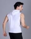 URBAN WARMS Men's Workout Hooded Vest| Sleeveless Bodybuilding Gym Vest | Lightweight Fitness for Men-White