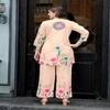 LOVE OF FASHION Stylish Cream Flower Print Kurti Pant Set