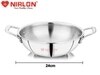 NIRLON Smart Triply Stainless Steel Deep Kadai with Stainless Steel Lid | 24cm | Silver (Induction and Gas Stove Friendly)