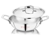 NIRLON Smart Triply Stainless Steel Deep Kadai with Stainless Steel Lid | 24cm | Silver (Induction and Gas Stove Friendly)