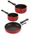 Nirlon Red Non-Stick Cookware Set 3 Pieces of Fry Pan & Sauce Pan-FP10_SP(M)_SP(B)
