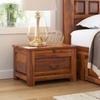 SMAART CRAAFTS Radha Solid Wood Bedside Table - Premium Rectangular Design with 1 Drawer and 1 Tray - Nightstand and End Table for Bedroom and Home - Pure Sheesham Wood with Maple Finish
