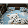 TRENDY GOLDEN Geometric Printed Bedsheet with Pillow Covers Soft Fabric Double Bed Sheet Stylish Design Comfortable Home Bedding Set Colore-White & Blue