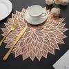 Dakshya Industries PVC Round  Design Placemats Cutwork Design for Dining Table Mats Copper Pack of 6