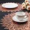 Dakshya Industries PVC Round  Design Placemats Cutwork Design for Dining Table Mats Copper Pack of 6