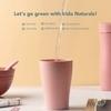 IRIDA NATURALS Plush Pink Wheat Straw Unbreakable Tea Cups Set of 4-300ML, Lightweight, Eco-Friendly Chai Cup Set, Reusable, Freezer and Microwave Safe Coffee Cup for Tea, Juice, Water & Soda Serving