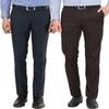 AD & AV Men Brown Solid Synthetic Pack Of 2 Formal Trousers