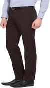 AD & AV Men Brown Solid Synthetic Pack Of 2 Formal Trousers