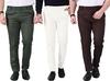 AD & AV Men Multicolor1 Solid Synthetic Pack Of 3 Formal Trousers