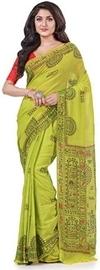 Desh Bidesh Saree For Women  Handloom Bengal Handloom Women Green Printed Pure Cotton Regular Saree (Free Size)