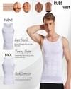 RUBS Men's Slimming Body Shaper Vest | Abs & Abdomen Compression Shirt | Stretchable Tummy Tucker Undershirt (1-White & 2-Black, Size: L, Pack of 3)