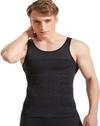 RUBS Men's Slimming Body Shaper Vest | Abs & Abdomen Compression Shirt | Stretchable Tummy Tucker Undershirt (1-White & 2-Black, Size: L, Pack of 3)
