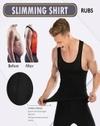 RUBS Men's Slimming Body Shaper Vest | Abs & Abdomen Compression Shirt | Stretchable Tummy Tucker Undershirt (1-White & 2-Black, Size: L, Pack of 3)