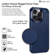 Golden Sand Leather Textured Back Cover Case for Apple iPhone 16 Pro Mobile Phone (ShockProof TPU | Midnight Blue)