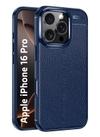 Golden Sand Leather Textured Back Cover Case for Apple iPhone 16 Pro Mobile Phone (ShockProof TPU | Midnight Blue)