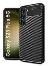 Golden Sand for Samsung Galaxy S23+ Plus 5G Cover Drop Tested Shock Proof Slim Armor Aramid Carbon Fibre Rugged TPU Case for Samsung Galaxy S23+ Plus 5G, Black