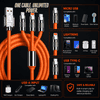 Umake 3-in-1 Multi Charging Cable | Nylon Braided | 1M (Orange) | for Samsung S25/S24, iPhone 16/15, OnePlus 13, Redmi Note 14, Vivo V40 | 3 Months Warranty | BIS Certified