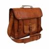 Pranjals House Leather Brown Messenger Bag For Men And Women - 18 Inch