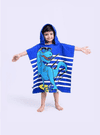 Famyo Cool Blue & White Dinosaur Design Poncho Towel for Kids (1-7 years