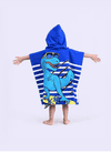 Famyo Cool Blue & White Dinosaur Design Poncho Towel for Kids (1-7 years