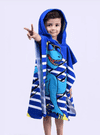 Famyo Cool Blue & White Dinosaur Design Poncho Towel for Kids (1-7 years