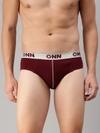ONN Men Pack Of 2 Maroon Pure Cotton Basic Briefs
