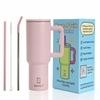 Narayan 1200ML Stainless Steel Tumbler with Handle & Lid, 2 Straws  Large Travel Mug Water Cup for Gym, Office & Outdoor Use (Peach Sun)
