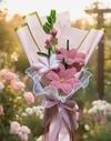 INDIAN PLAST Handmade Flower Bouquet Gift | Handmade Decorative Flowers with Wrapping | Romantic Gift for Birthday, Anniversary & Special Occasions Pink Pack of 1