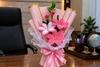 INDIAN PLAST Handmade Flower Bouquet Gift | Handmade Decorative Flowers with Wrapping | Romantic Gift for Birthday, Anniversary & Special Occasions Pink Pack of 1