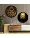 The Artment your artistic apartment Matte Finish Black and Gold Round Canvas Wall Decor Painting 40cm