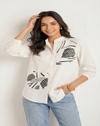 DESIGNALLY Women White Zebra Print Shirt