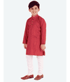 Pro-Ethic Style Developer Ethnic Wear Silk Red Kurta Pajama Set for Kids and Boys