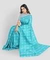 Ruhabs Women Blue Woven Cotton Blend Saree