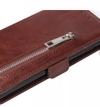 Trounce Zipper Series Faux Leather Brown Wallet Flip Case Mobile Cover    For  LG Q Stylus