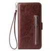 Trounce Zipper Series Faux Leather Brown Wallet Flip Case Mobile Cover    For  LG Q Stylus