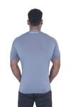 SOLID FIT Nylon Lycra Half Sleeves Round Neck Slim Fit Tshirt for Men (Grey-XL)
