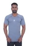 SOLID FIT Nylon Lycra Half Sleeves Round Neck Slim Fit Tshirt for Men (Grey-XL)