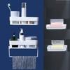 Qrex Plastic Bathroom Towel Bar With Soap Dish Self Adhesive Stickers