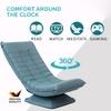 Kawachi Adjustable 5-Position Folding Recliner Floor Chair with 360 Degree Swivel-Blue