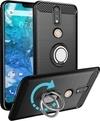 Unistuff Back Case Cover for Nokia 7.1 with Magnetic Kickstand | Premium Matte Finish | Camera Bump Protection | Rubberized Ring Cover - Night Black, 76114