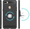 Unistuff Back Case Cover for Oppo F9 Pro with Magnetic Kickstand | Premium Matte Finish | Camera Bump Protection | Rubberized Ring Cover - Night Black, 76338