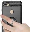 Unistuff Back Case Cover for Oppo F9 Pro with Magnetic Kickstand | Premium Matte Finish | Camera Bump Protection | Rubberized Ring Cover - Night Black, 76338