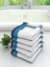 Athom Trendz Waffle Border White Cotton Bath Towel 75 x 150 cm (Pack of 5) ATZ-BT-A-C5