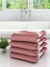 Athom Trendz 100% Premium Cotton Lightweight Quick-Dry & High Absorbant Bath Towel, Modern Checks Pink -75x150 Cm (Pack Of 4) ATZ-BT-P-C4
